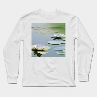 Elegant White Water Lilies Long Sleeve T-Shirt